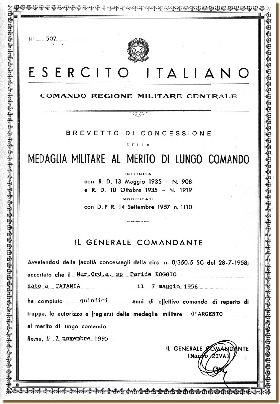 Medaglia Militare al Merito di Lungo Comando 15 anni Argento 