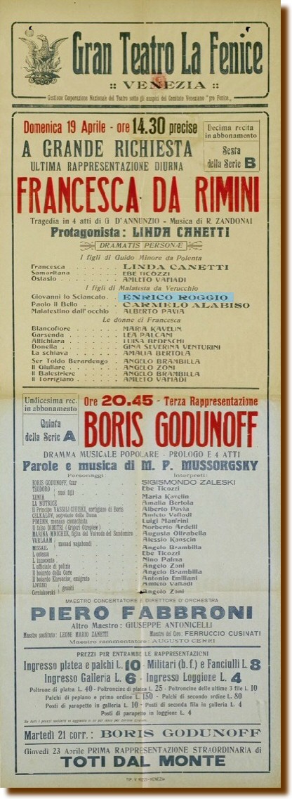 Venezia 19 aprile 1925 - "Francesca da Rimini" 