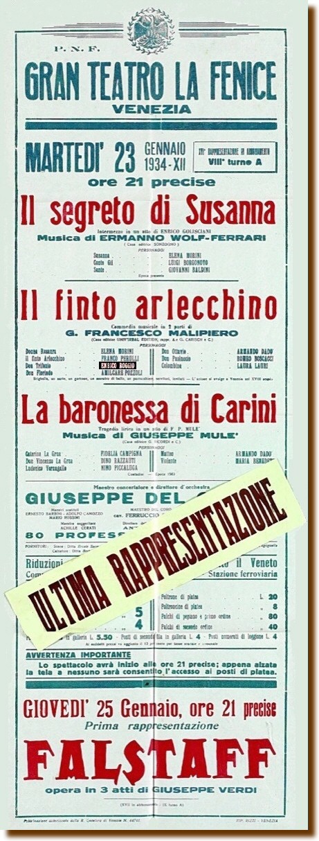 Venezia 23 gennaio 1934 - "Il Finto Arlecchino" 