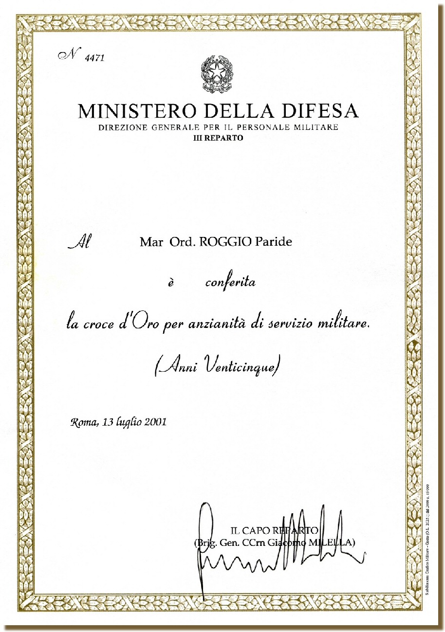 Croce per anzianit� di servizio militare 25 anni Oro 