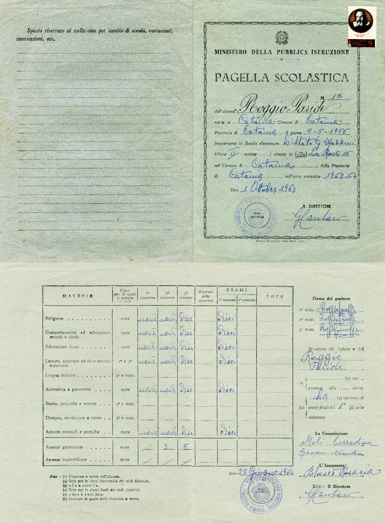 Seconda Elementare Roggio Paride 