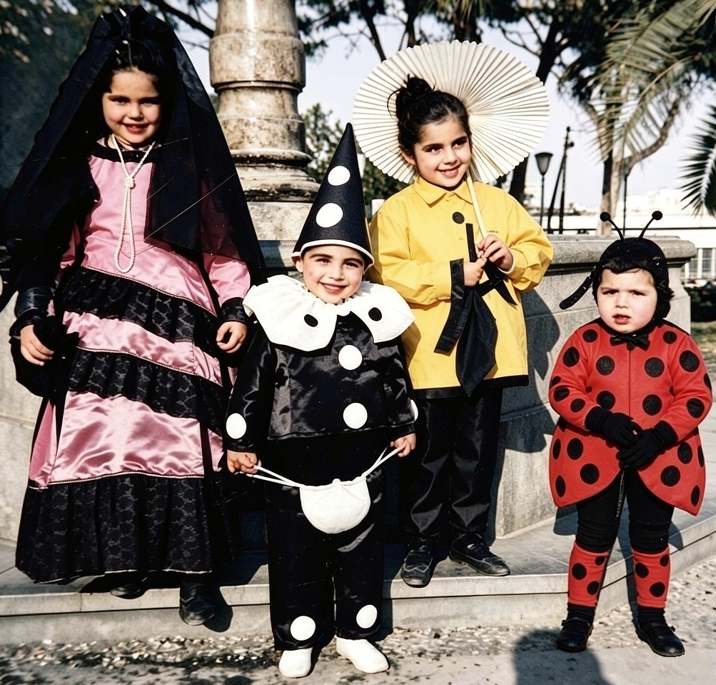 Carnevale 1960 - Catania - Villa Bellini: Vincenzino Palmina, Vincenzino Tina, Orlandini Pina e Romano Enza. 