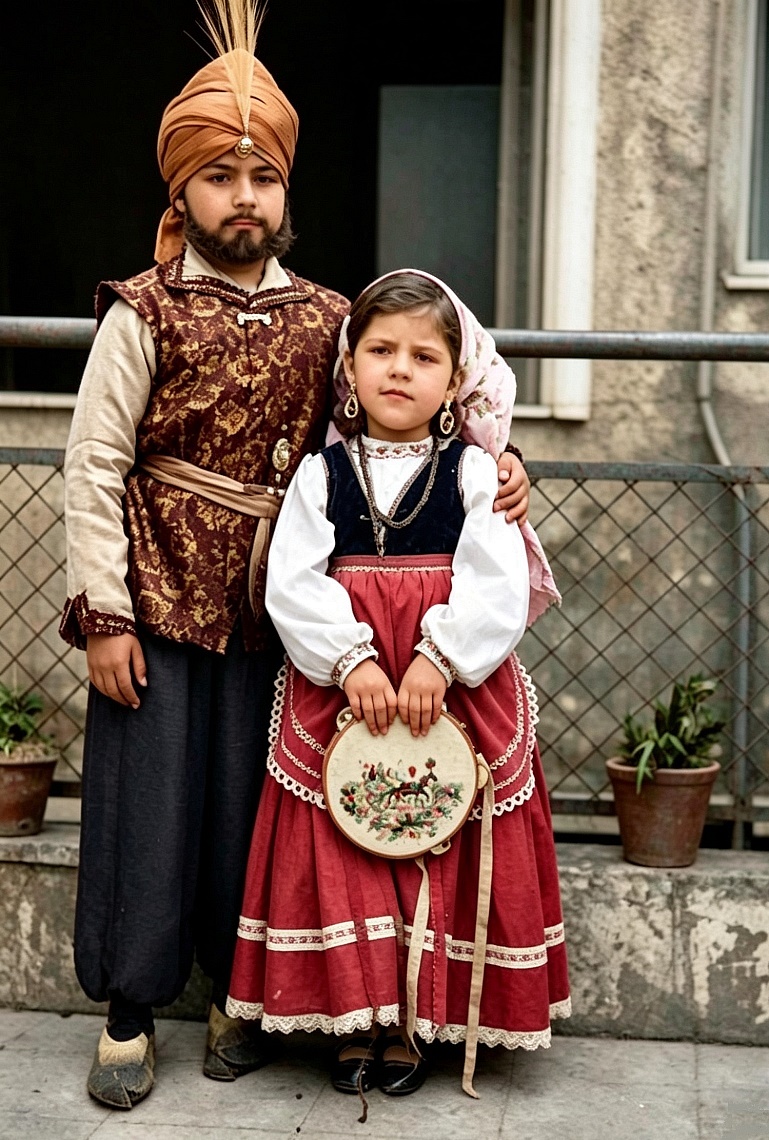 1965 Catania - Via Ciraulo, 8: Roggio Paride - cosplay "Principe Indiano" e Roggio Linda - cosplay "Siciliana". 