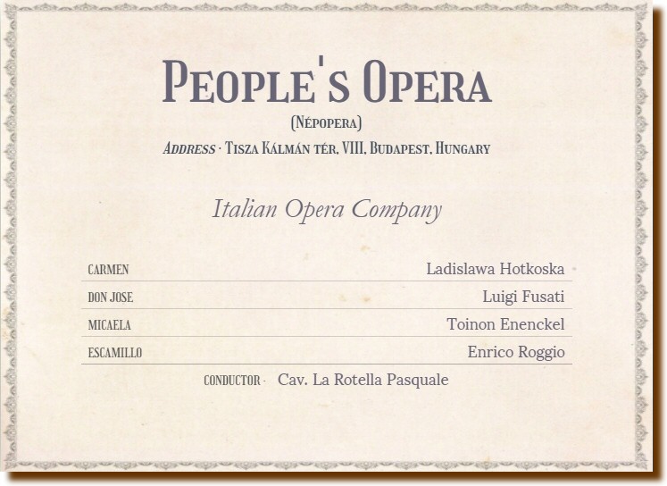 Budapest 16 maggio 1914 - Piazza Tisza Kalman VIII - Carmen 