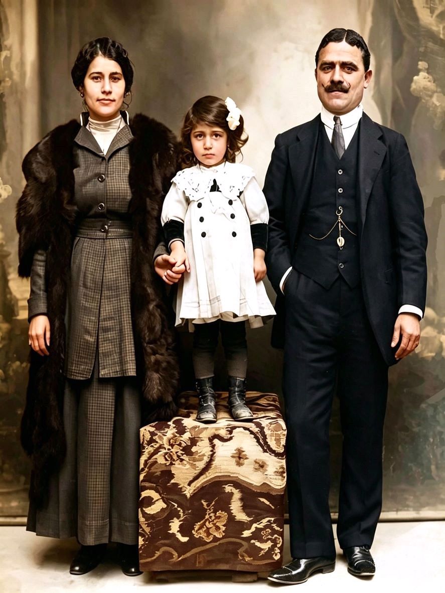  TRAPANI 1915 - i coniugi SCHIAVONE e la 1^ figlia Lucia 