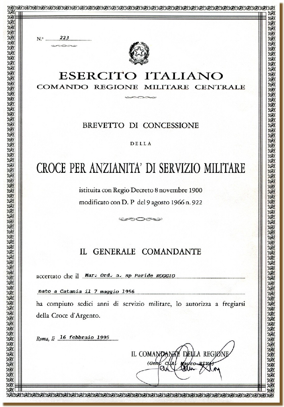 Croce per anzianit� di servizio militare 16 anni Argento 