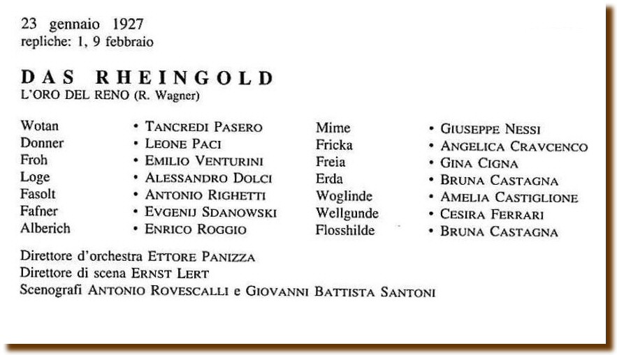 Milano 23 gennaio 1927 - Teatro La Scala 