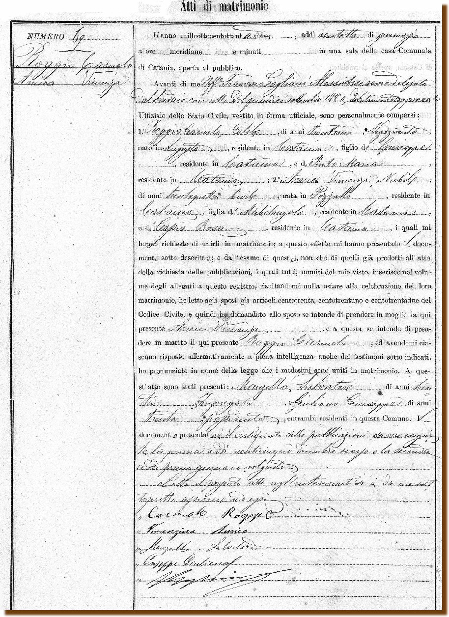 Matrimonio Roggio Carmelo e Amico Vincenza 