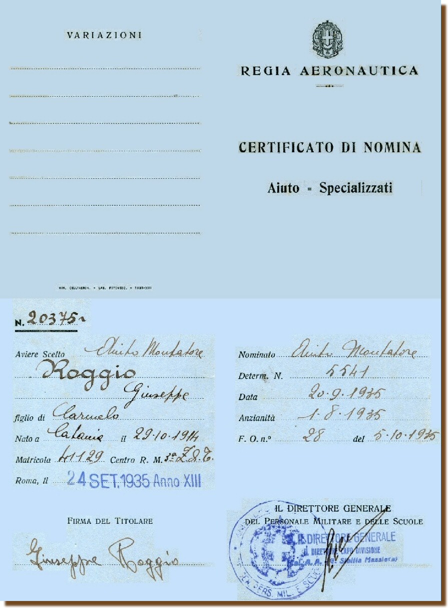 Certificato di Nomina - Roggio Giuseppe 