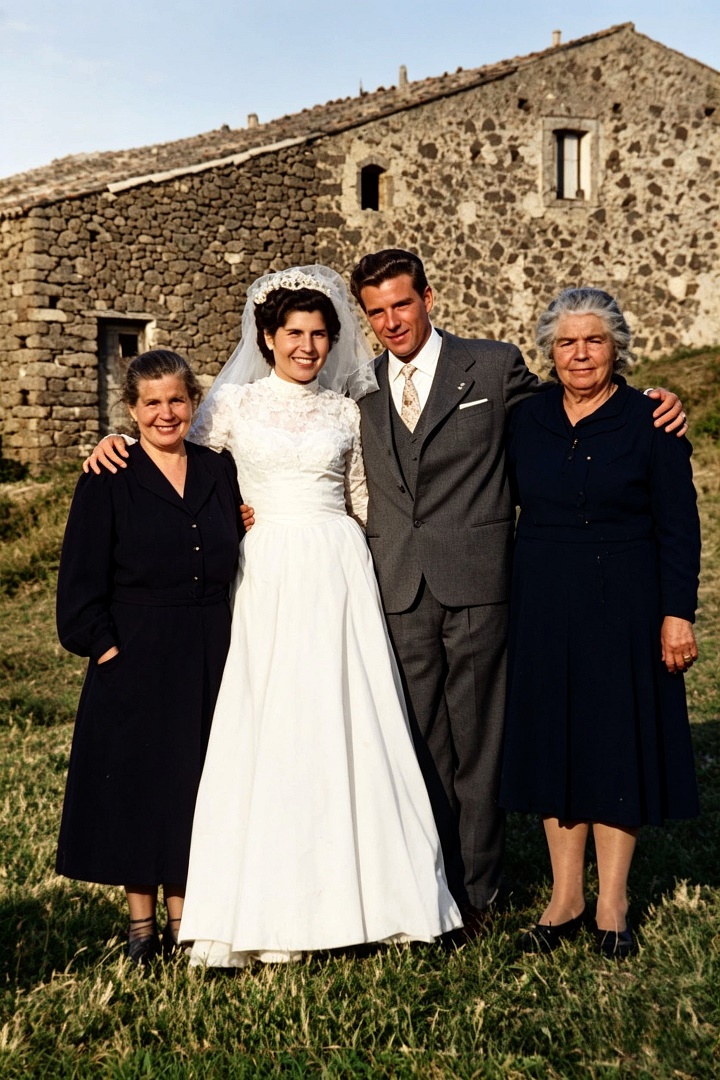 9 giugno 1956 - Randazzo (CT): Matrimonio di Romano Rosa e Orlandini Salvatore con: Campo Pina e Franco Nunziata. 