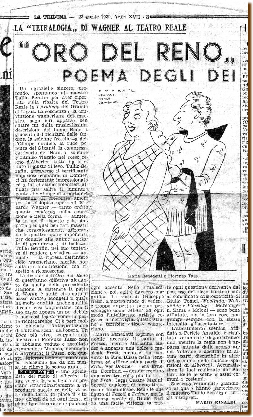 Articolo su "La Tribuna" del 23 aprile 1939 